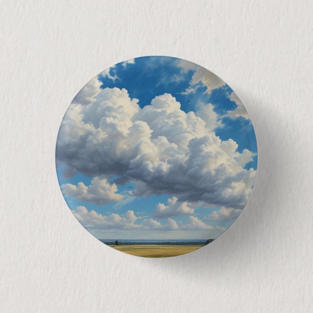 White Clouds and Clear Blue Sky Button (Front)