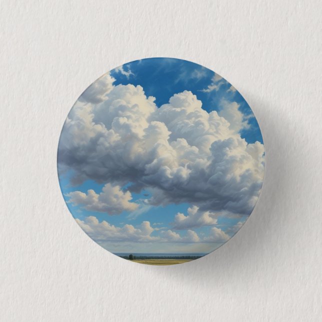 White Clouds and Clear Blue Sky Button (Front)