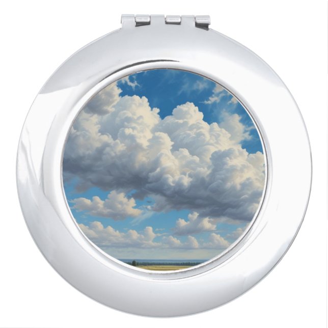 White Clouds and Clear Blue Sky Compact Mirror (Front)