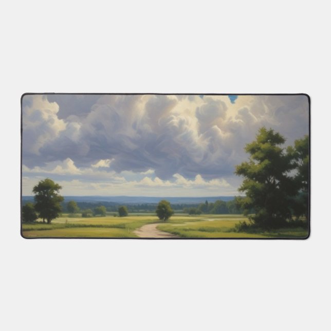 White Clouds and Clear Blue Sky Desk Mat (Front)