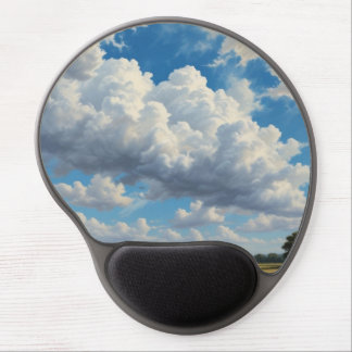 White Clouds and Clear Blue Sky Gel Mouse Pad