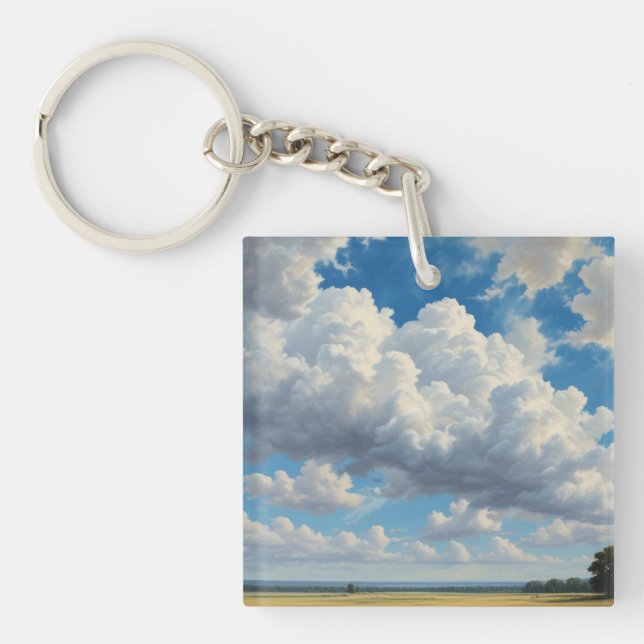White Clouds and Clear Blue Sky Keychain (Front)
