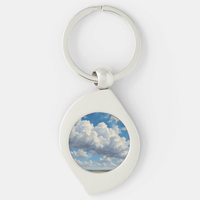 White Clouds and Clear Blue Sky Keychain (Front)