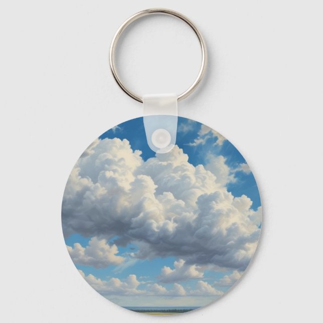 White Clouds and Clear Blue Sky Keychain (Front)
