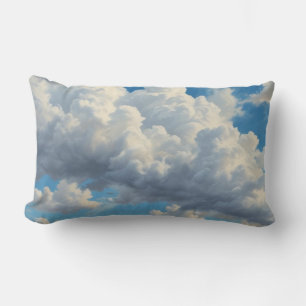 White Clouds and Clear Blue Sky Lumbar Pillow