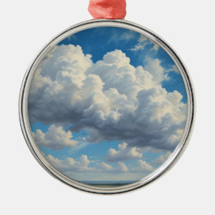White Clouds and Clear Blue Sky Metal Ornament
