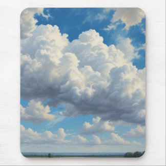 White Clouds and Clear Blue Sky Mouse Pad