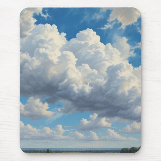 White Clouds and Clear Blue Sky Mouse Pad (Front)