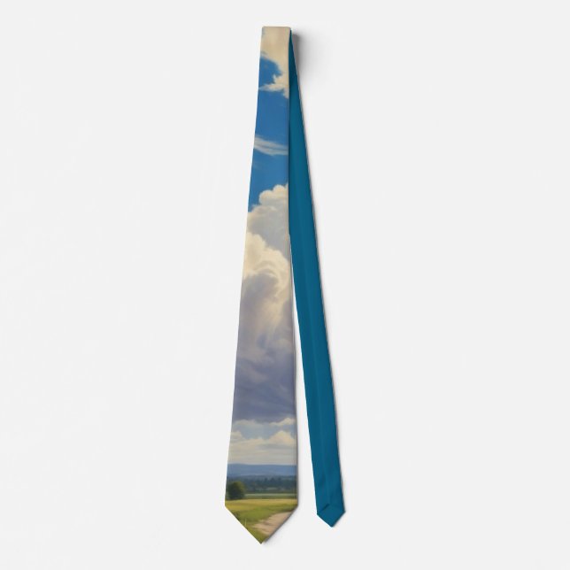 White Clouds and Clear Blue Sky Neck Tie (Front)