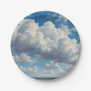 White Clouds and Clear Blue Sky Paper Plates