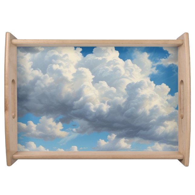 White Clouds and Clear Blue Sky Serving Tray (Front)