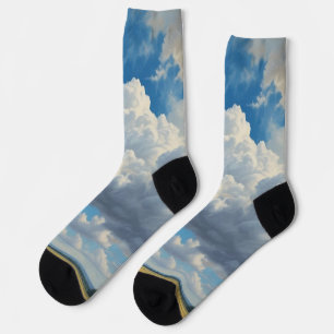 White Clouds and Clear Blue Sky Socks