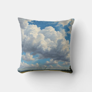 White Clouds and Clear Blue Sky Throw Pillow