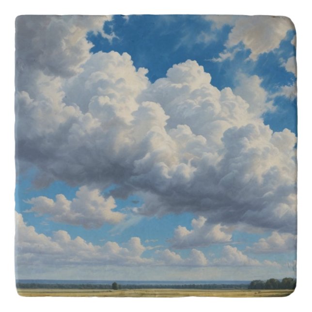 White Clouds and Clear Blue Sky Trivet (Front)
