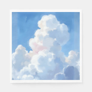 White Clouds Beautiful Blue Sky Watercolor Napkins