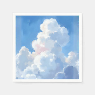 White Clouds Beautiful Blue Sky Watercolor Napkins