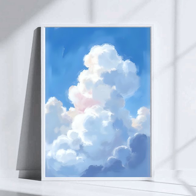 White Clouds Beautiful Blue Sky Watercolor Poster (Creator Uploaded)