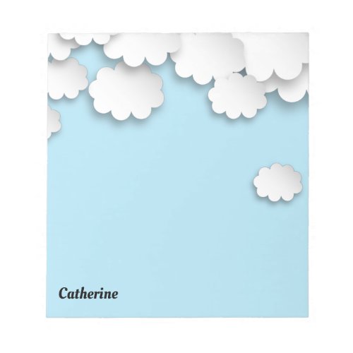 White Clouds Blue Sky Dreamy 3D Paper Cuts Notepad