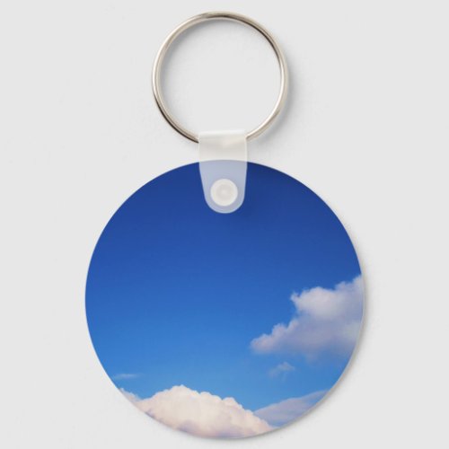 White Clouds  Blue Sky Keychain