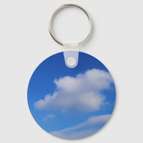 White Clouds  Blue Sky Keychain