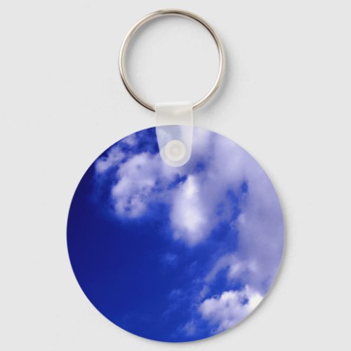 White Clouds  Blue Sky Keychain