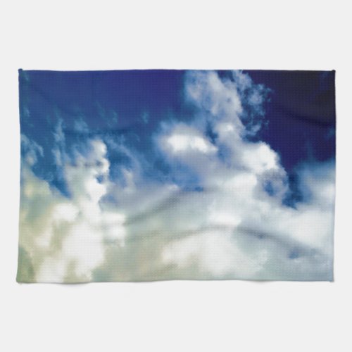 White Clouds  Blue Sky Kitchen Towel