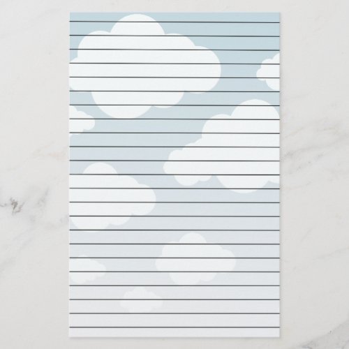 White CLouds Blue Sky Lined Paper