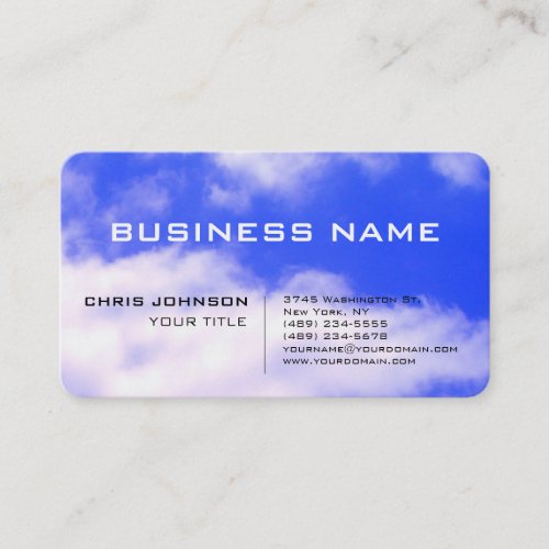 White Clouds Blue Sky Nature Photography Modern Business Card