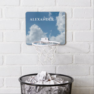 White Clouds Blue Sky Personalize Mini Basketball Hoop