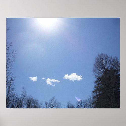 White Clouds in Bright Blue Sky Poster