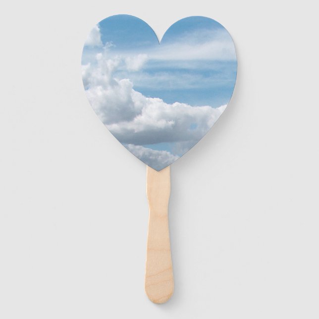White clouds in the blue sky hand fan (Back)