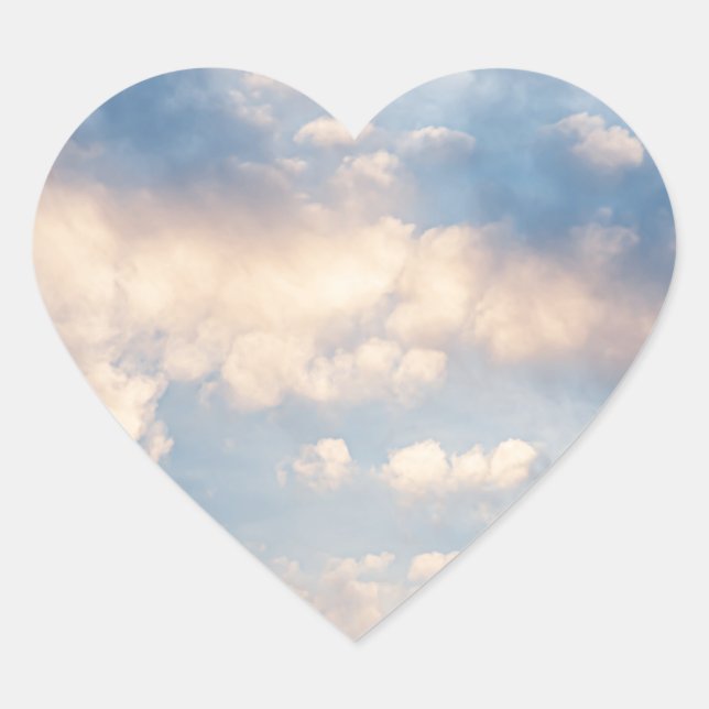 white clouds in the blue sky heart sticker (Front)