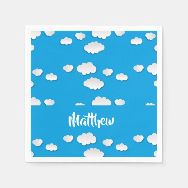 White clouds on blue napkins (Front)