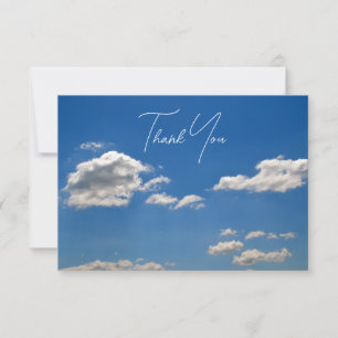 White clouds on blue sky are passing by thank you card