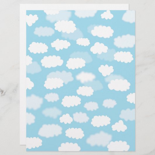 White clouds on blue sky paper print (Front/Back)
