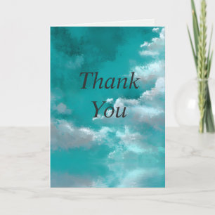 White Clouds on Turquoise Thank You Card