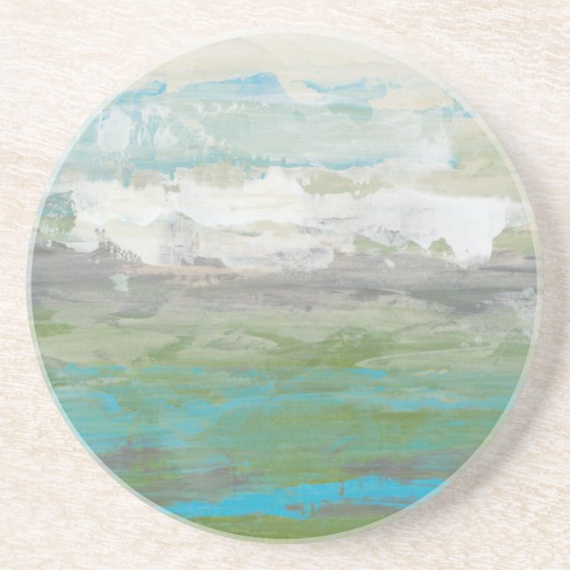 White Clouds Overlooking Beautiful Landscape Drink Coaster (Front)
