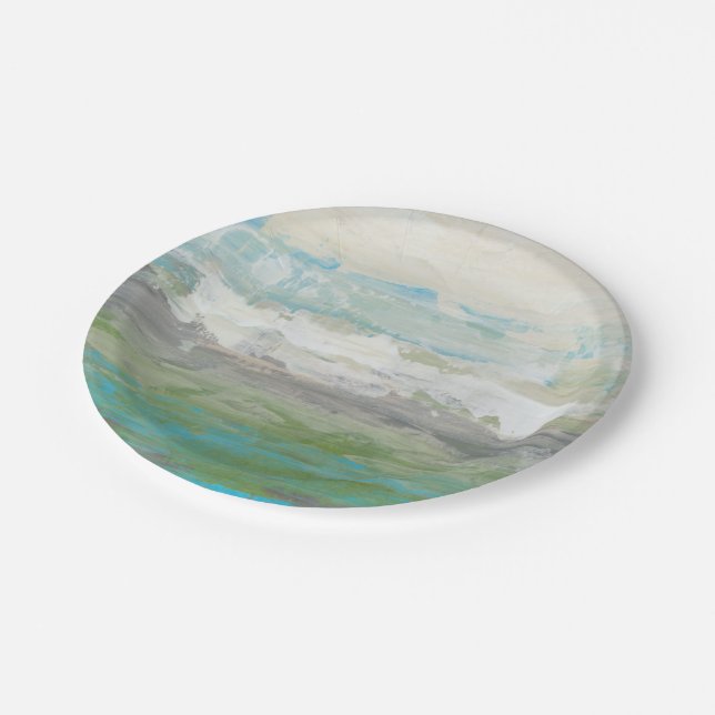 White Clouds Overlooking Beautiful Landscape Paper Plates (Angled)