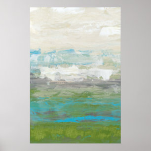White Clouds Overlooking Beautiful Landscape Poster