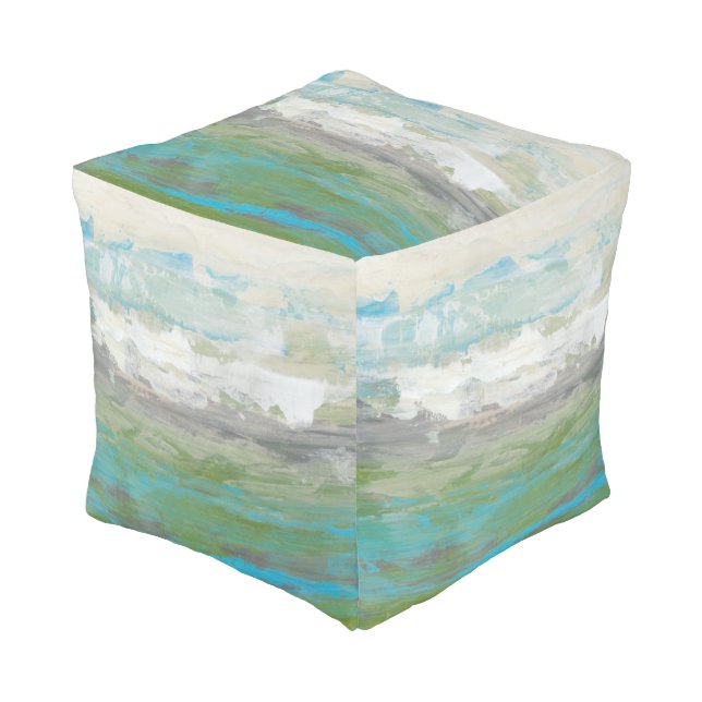 White Clouds Overlooking Beautiful Landscape Pouf (Angled Front)
