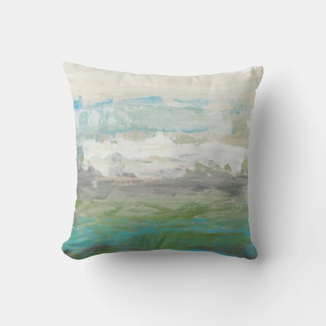 White Clouds Overlooking Beautiful Landscape Throw Pillow (Front)