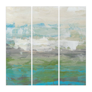 White Clouds Overlooking Beautiful Landscape Triptych