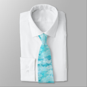 White Clouds Pattern Blue Sky Tie