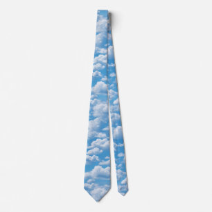 White Clouds Pattern On A Blue Sky Backgroud Neck Tie