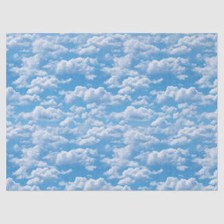 White Clouds Pattern On A Blue Sky Backgroud Tissue Paper