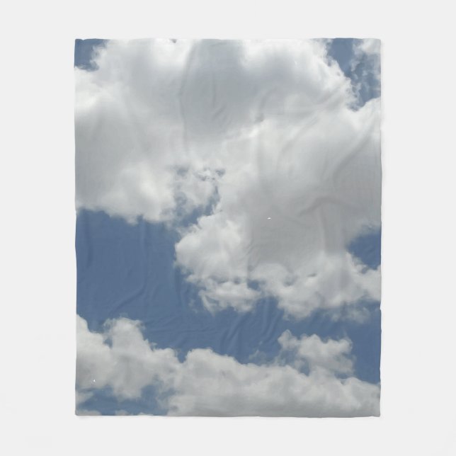 White Clouds Photo Print Fleece Blanket (Front)