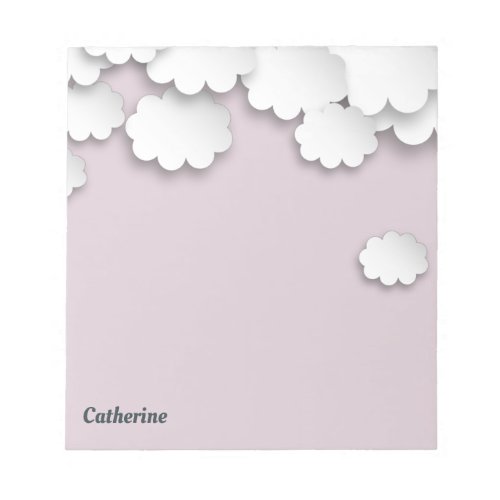 White Clouds Pink Sky Dreamy 3D Paper Cuts  Notepad