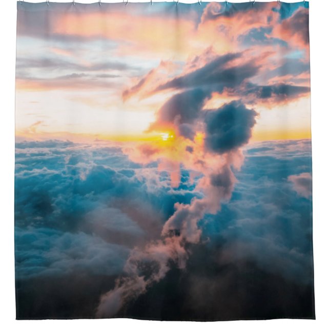 WHITE CLOUDS UNDER ORANGE SKY SHOWER CURTAIN (Front)