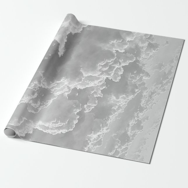 White Clouds, Weather Graphics, Cloudy Clipart Wrapping Paper (Unrolled)