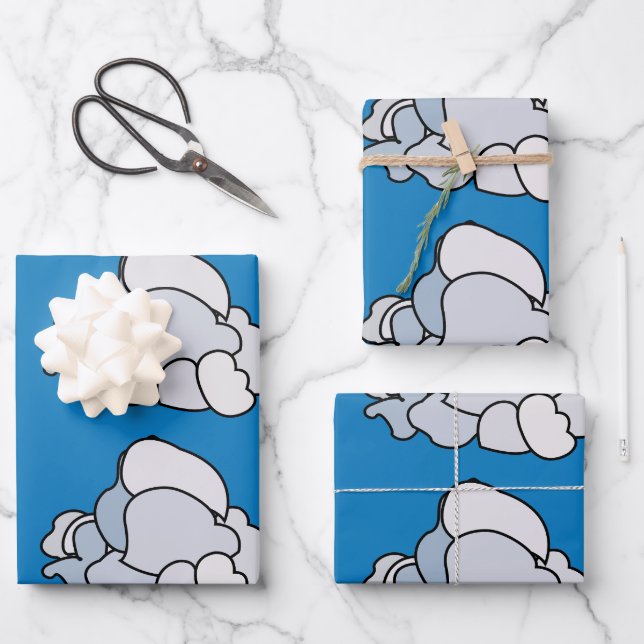 White Clouds Wrapping Paper Sheets (Front)